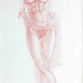 Stehender Akt, Rötel auf Papier, 1978